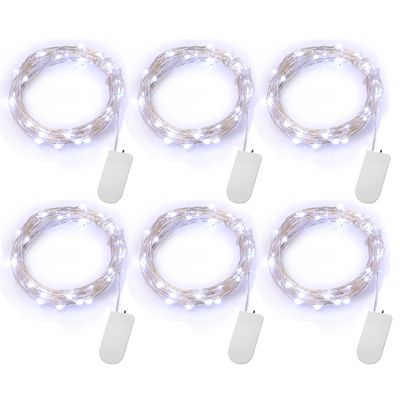 6 PCS Soğuk Beyaz Pil Led Dize Işıklar Parti Dekorasyon için Operated
